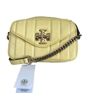 Tory Burch Yellow Kira Patent Camera Bag Lemon Puffy Crossbody Mini NWT Dust Bag